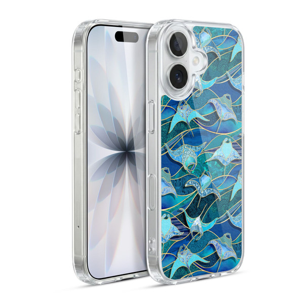 Micklyn Le Feuvre Flora And Fauna Patchwork Manta Rays in Blue Soft Gel Case for Apple iPhone 17