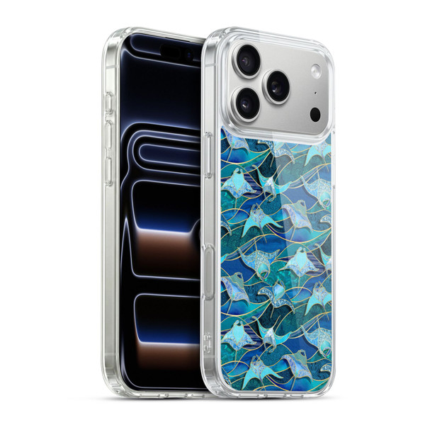Micklyn Le Feuvre Flora And Fauna Patchwork Manta Rays in Blue Soft Gel Case for Apple iPhone 17 Pro Max