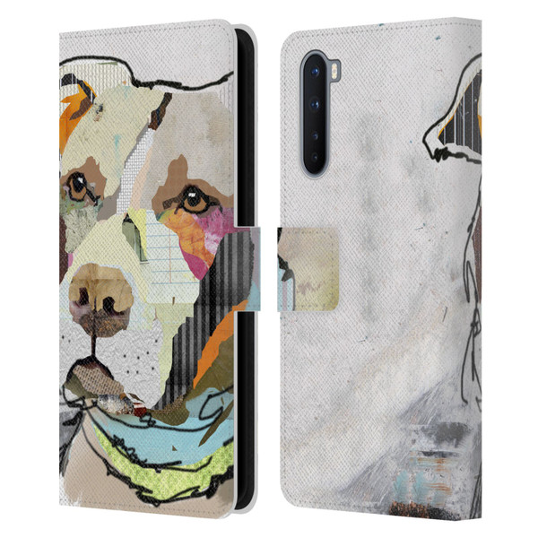 Michel Keck Dogs 3 Pit Bull Leather Book Wallet Case Cover For OnePlus Nord 5G