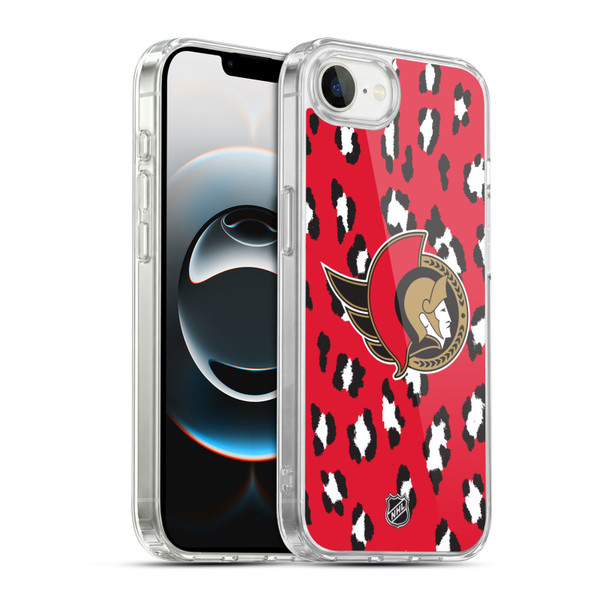 NHL Ottawa Senators Leopard Pattern Soft Gel Case for Apple iPhone 16e / Apple iPhone 17e & MagSafe