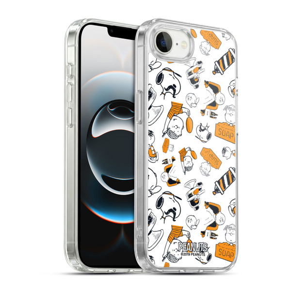 Peanuts Chuck's Barber Shop Pattern Soft Gel Case for Apple iPhone 16e / Apple iPhone 17e & MagSafe