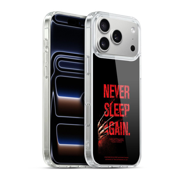 A Nightmare On Elm Street (2010) Graphics Never Sleep Again Soft Gel Case for Apple iPhone 17 Pro Max