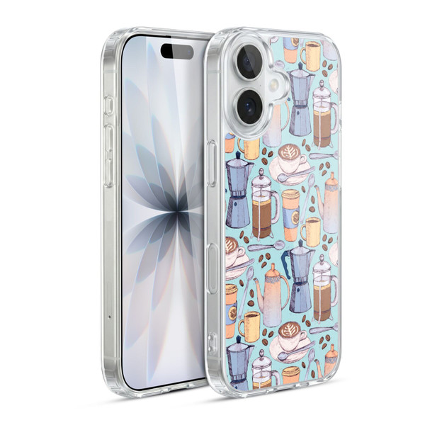 Micklyn Le Feuvre Patterns 2 Coffee Love On Blue Soft Gel Case for Apple iPhone 17
