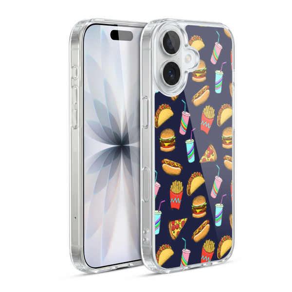 Micklyn Le Feuvre Patterns 2 Fast Food On Navy Soft Gel Case for Apple iPhone 17