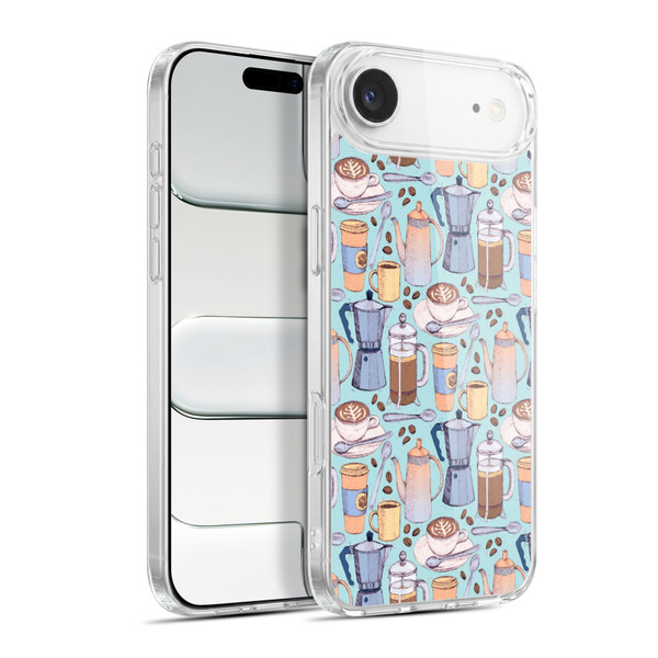 Micklyn Le Feuvre Patterns 2 Coffee Love On Blue Soft Gel Case for Apple iPhone 17 Air