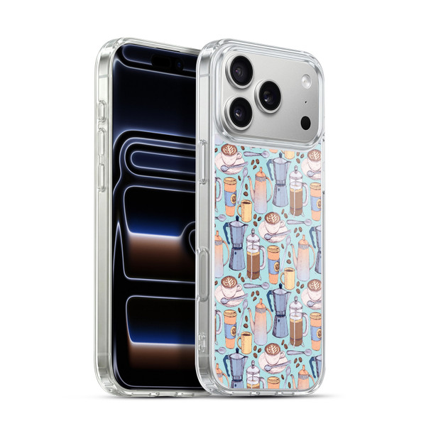 Micklyn Le Feuvre Patterns 2 Coffee Love On Blue Soft Gel Case for Apple iPhone 17 Pro Max