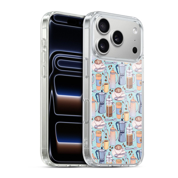 Micklyn Le Feuvre Patterns 2 Coffee Love On Blue Soft Gel Case for Apple iPhone 17 Pro