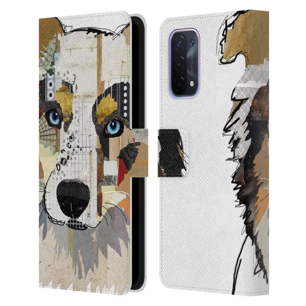 Michel Keck Dogs 3 Australian Shepherd Leather Book Wallet Case Cover For OPPO A54 5G