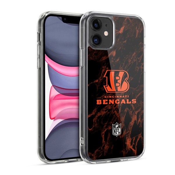 NFL Cincinnati Bengals Graphics Coloured Marble Soft Gel Case for Apple iPhone 11