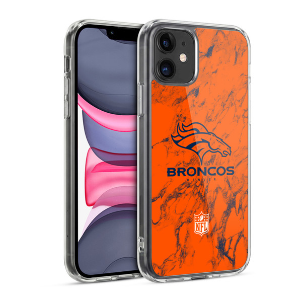 NFL Denver Broncos Graphics Coloured Marble Soft Gel Case for Apple iPhone 11