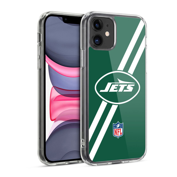 NFL New York Jets Logo Stripes Soft Gel Case for Apple iPhone 11