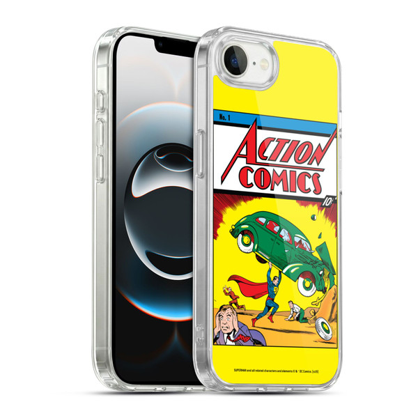 Superman DC Comics Famous Comic Book Covers Action Comics 1 Soft Gel Case for Apple iPhone 16e / Apple iPhone 17e & MagSafe