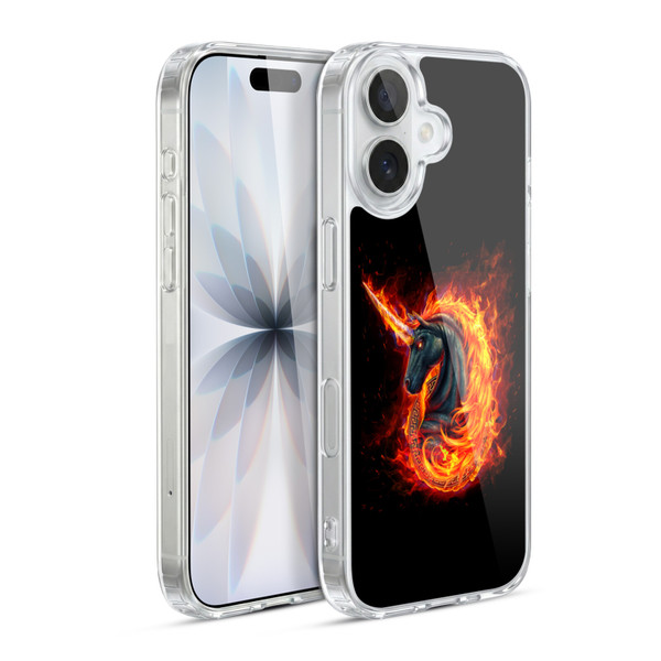 Christos Karapanos Dark Hours Unicorn Black Fire Soft Gel Case for Apple iPhone 17