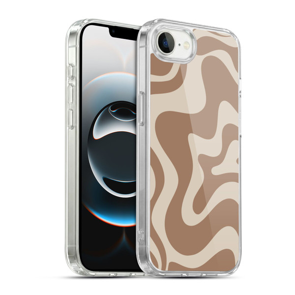 Kierkegaard Design Studio Retro Abstract Patterns Milk Brown Beige Swirl Soft Gel Case for Apple iPhone 16e / Apple iPhone 17e & MagSafe