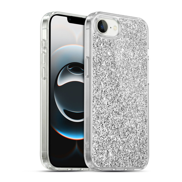 PLdesign Glitter Sparkles Silver Soft Gel Case for Apple iPhone 16e / Apple iPhone 17e & MagSafe