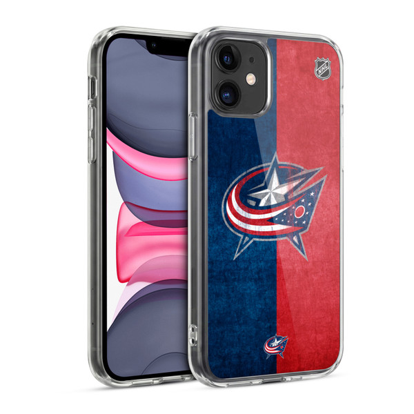 NHL Columbus Blue Jackets Half Distressed Soft Gel Case for Apple iPhone 11