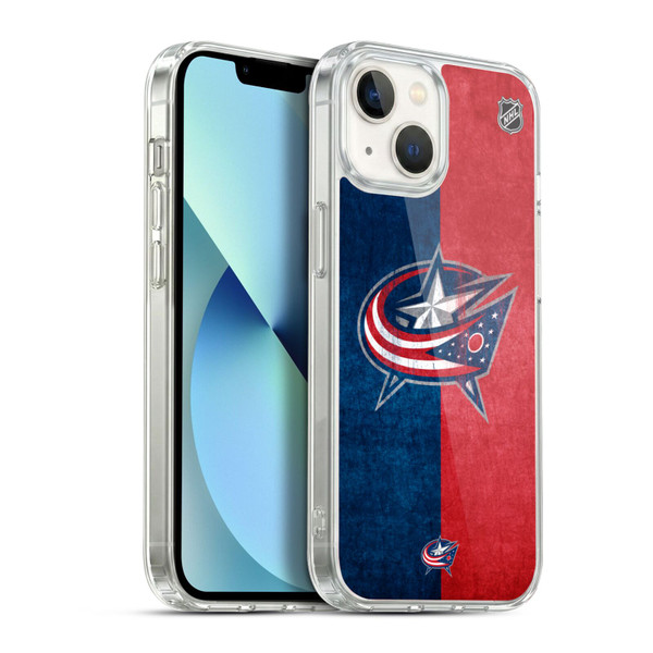 NHL Columbus Blue Jackets Half Distressed Soft Gel Case for Apple iPhone 13