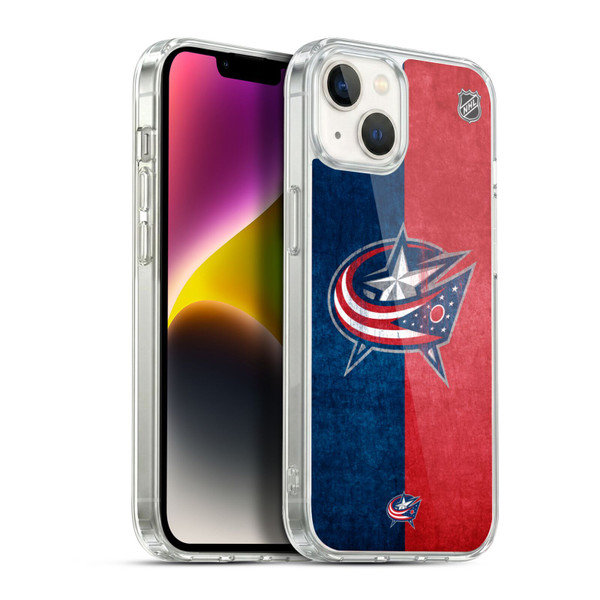 NHL Columbus Blue Jackets Half Distressed Soft Gel Case for Apple iPhone 14 Plus & MagSafe