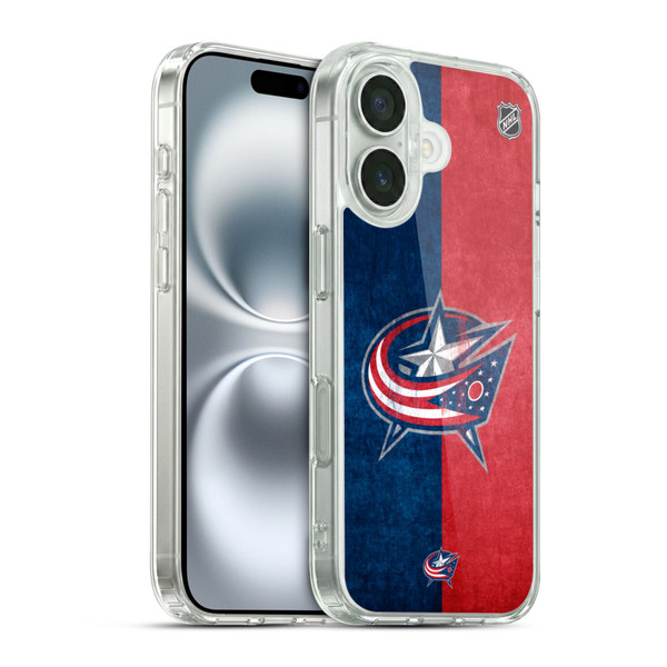 NHL Columbus Blue Jackets Half Distressed Soft Gel Case for Apple iPhone 16 & MagSafe