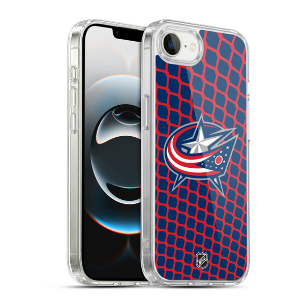 NHL Columbus Blue Jackets Net Pattern Soft Gel Case for Apple iPhone 16e / Apple iPhone 17e & MagSafe