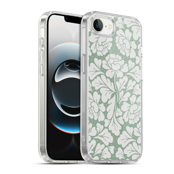 Anis Illustration Mix Pattern Baroque Pastel Green Soft Gel Case for Apple iPhone 16e / Apple iPhone 17e & MagSafe