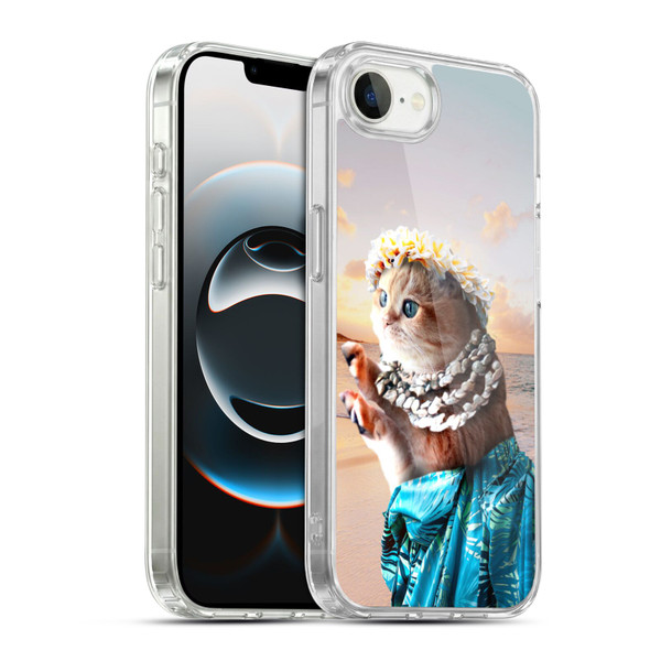 Random Galaxy Animals Aloha Hawaiian Cat Soft Gel Case for Apple iPhone 16e / Apple iPhone 17e & MagSafe