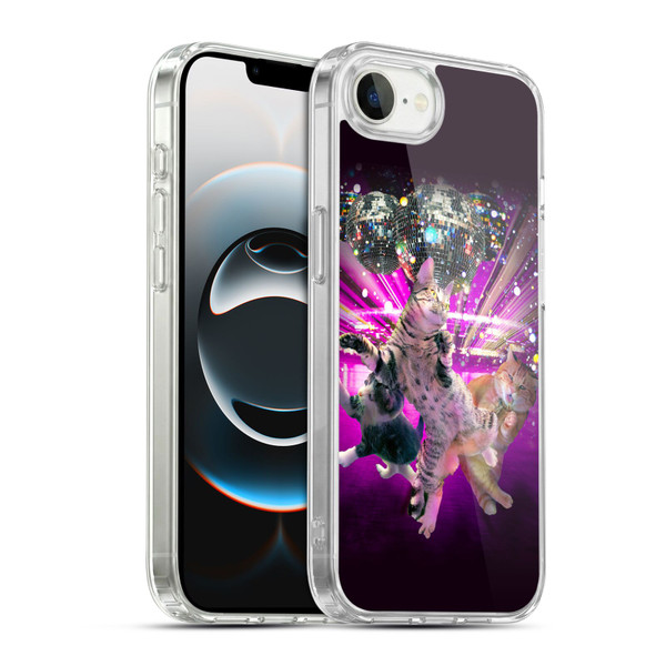 Random Galaxy Animals Disco Dancing Cat Soft Gel Case for Apple iPhone 16e / Apple iPhone 17e & MagSafe