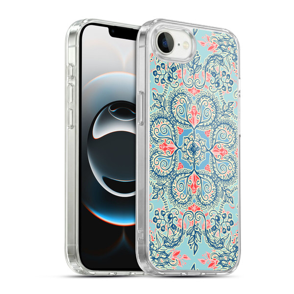 Micklyn Le Feuvre Floral Patterns Red And Blue Soft Gel Case for Apple iPhone 16e / Apple iPhone 17e & MagSafe