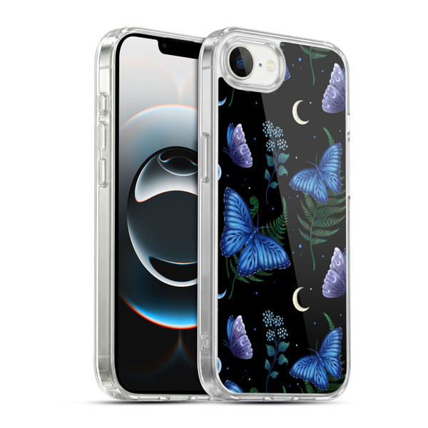 Episodic Drawing Pattern Blue Morpho Butterfly Soft Gel Case for Apple iPhone 16e / Apple iPhone 17e & MagSafe