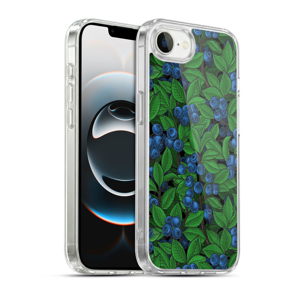 Katerina Kirilova Fruits & Foliage Patterns Blueberries Soft Gel Case for Apple iPhone 16e / Apple iPhone 17e & MagSafe