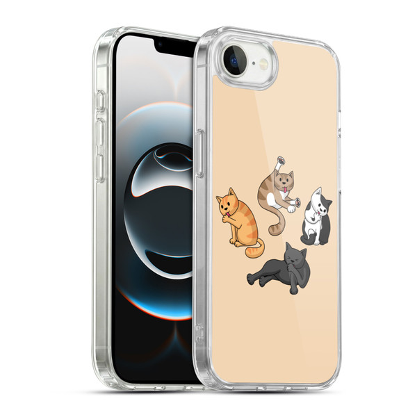 Beth Wilson Doodle Cats 2 Washing Time Soft Gel Case for Apple iPhone 16e / Apple iPhone 17e & MagSafe
