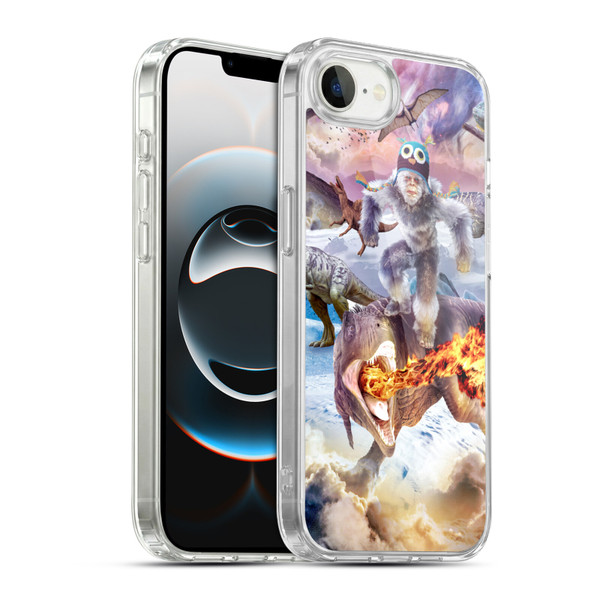 Random Galaxy Mixed Designs Monkey Riding Dinosaur Soft Gel Case for Apple iPhone 16e / Apple iPhone 17e & MagSafe