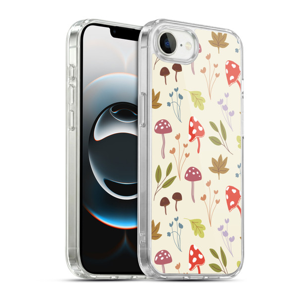 Anis Illustration Floral And Leaves Cute Mushrooms Soft Gel Case for Apple iPhone 16e / Apple iPhone 17e & MagSafe