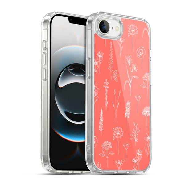 Anis Illustration Flower Pattern 2 Coral Soft Gel Case for Apple iPhone 16e / Apple iPhone 17e & MagSafe