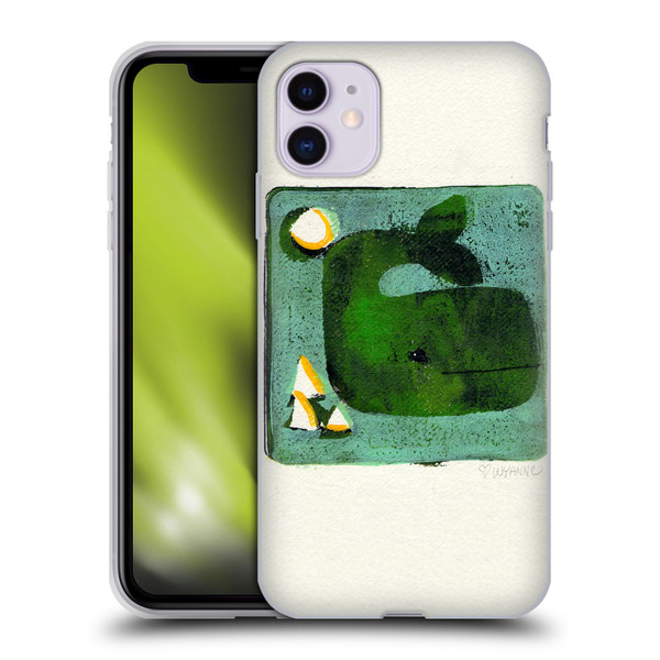 Wyanne Animals 2 Green Whale Monoprint Soft Gel Case for Apple iPhone 11