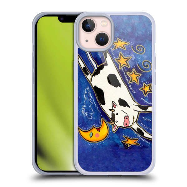 Wyanne Animals 2 Moon and Cow Soft Gel Case for Apple iPhone 13