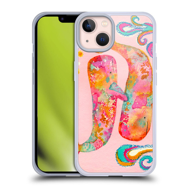 Wyanne Animals 2 Pink Whales Soft Gel Case for Apple iPhone 13