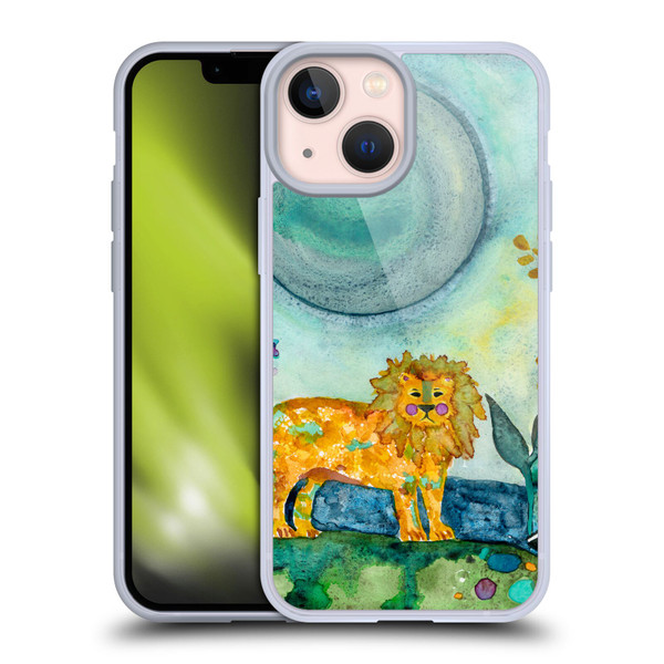 Wyanne Animals 2 Painted Lion Soft Gel Case for Apple iPhone 13 Mini & MagSafe