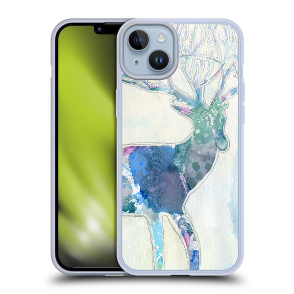 Wyanne Animals 2 Watercolour Blue Deer Soft Gel Case for Apple iPhone 14 Plus & MagSafe