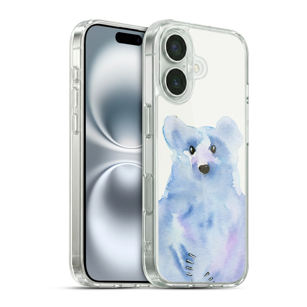 Wyanne Animals 2 Blue Watercolour Bear Soft Gel Case for Apple iPhone 16 & MagSafe