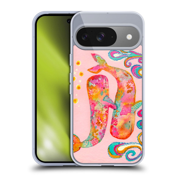 Wyanne Animals 2 Pink Whales Soft Gel Case for Google Pixel 9 / Pixel 9 Pro