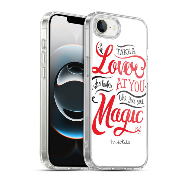 Frida Kahlo Typography Lover White Soft Gel Case for Apple iPhone 16e / Apple iPhone 17e & MagSafe
