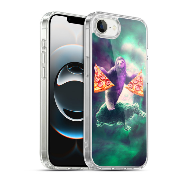 Random Galaxy Space Pizza Ride Sloth Riding Turtle Soft Gel Case for Apple iPhone 16e / Apple iPhone 17e & MagSafe