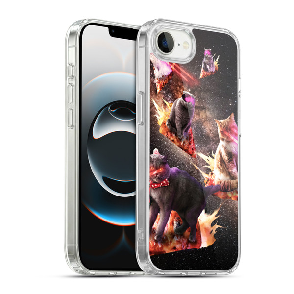 Random Galaxy Space Cat Fire Pizza Soft Gel Case for Apple iPhone 16e / Apple iPhone 17e & MagSafe