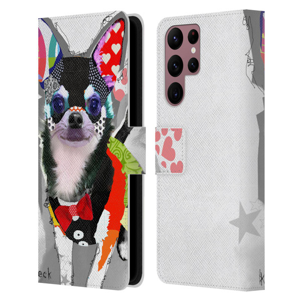 Michel Keck Dogs 3 Chihuahua Leather Book Wallet Case Cover For Samsung Galaxy S22 Ultra 5G