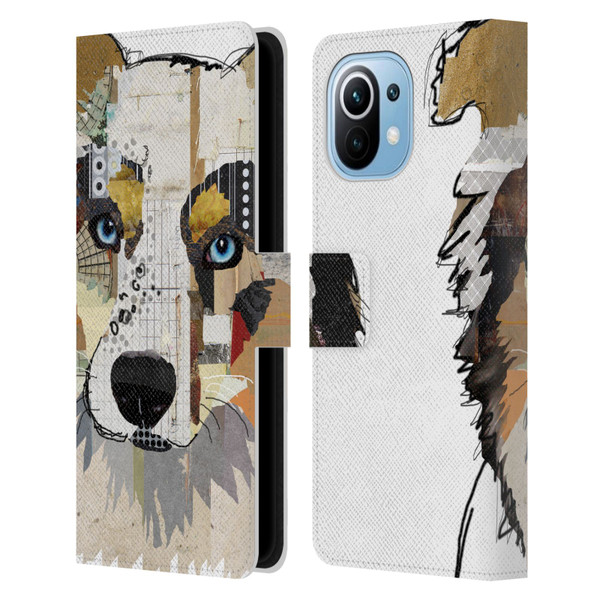 Michel Keck Dogs 3 Australian Shepherd Leather Book Wallet Case Cover For Xiaomi Mi 11