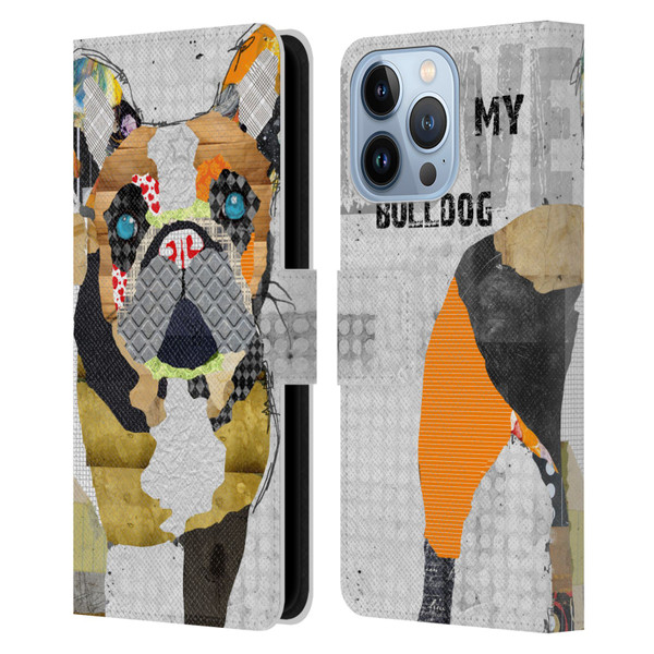 Michel Keck Dogs 4 French Bulldog Leather Book Wallet Case Cover For Apple iPhone 13 Pro