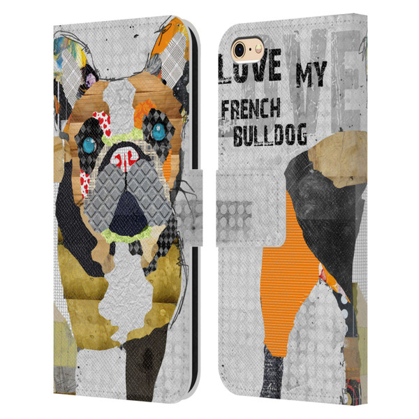 Michel Keck Dogs 4 French Bulldog Leather Book Wallet Case Cover For Apple iPhone 6 / iPhone 6s