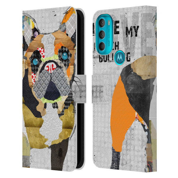 Michel Keck Dogs 4 French Bulldog Leather Book Wallet Case Cover For Motorola Moto G71 5G