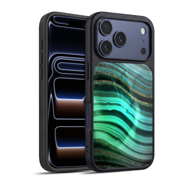 UtArt Malachite Emerald Glitter Gradient Gel Armour Case For Apple iPhone 17 Pro
